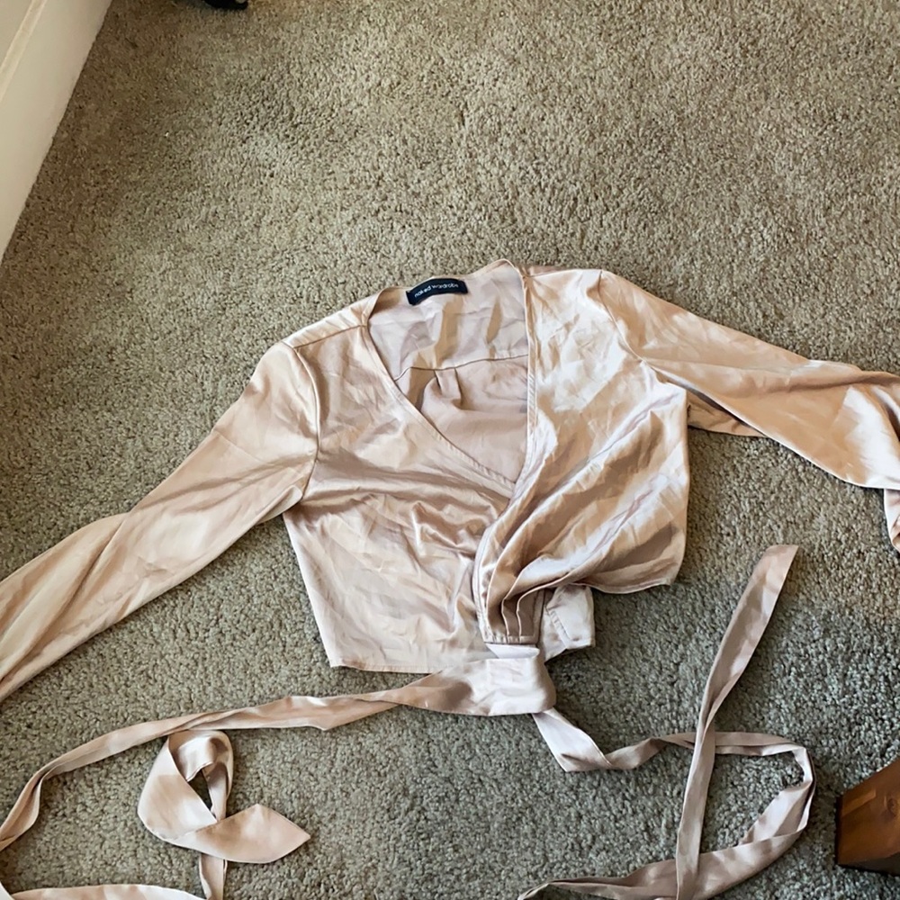 Cropped Silk wrap top